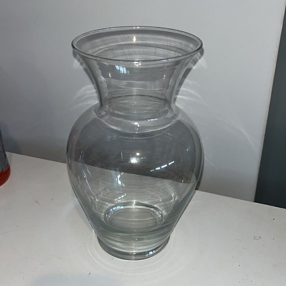 9” tall clear glass Designer Vase